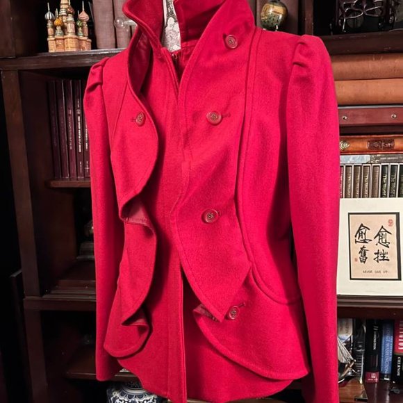 Size Med Womens Chadwick Jacket Red short jacket blazer fancy coat VTG - Picture 7 of 8